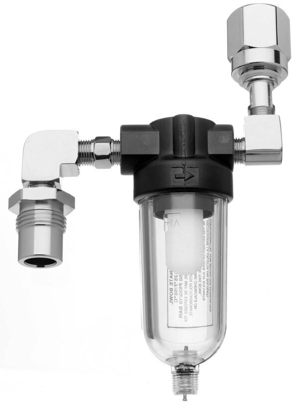 Line Filter Assembly, 90⁰ DISS Male Inlet x 90º DISS Hex Female Outlet, Med Air