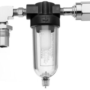 Line Filter Assembly, 90º DISS Male Inlet x DISS Hex Female Outlet, Med Air