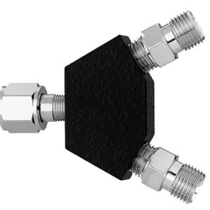 DISS Y-Block, Hex Nut Female Inlet x DISS Male Outlets, VAC
