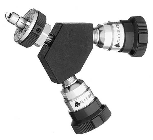 Ohmeda Y-Block, Male QC Inlet x Female Coupler Outlets, N2O