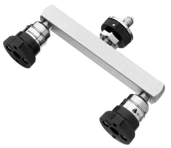 Ohmeda Y-Block, Male QC Inlet-Centered x Female Coupler Outlets, O2