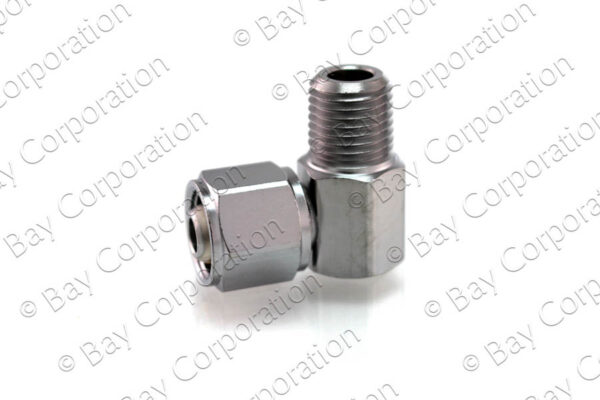 DISS 90⁰ Hex Nut & Nipple x 1/8" NPT Male, 3/4" Nipple, O2 - Image 2