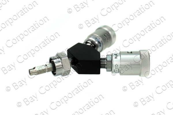 Schrader Y-Block, Non-Swivel Male QC Inlet x Female Coupler Outlets, N2O - Image 2