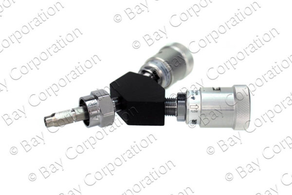 Schrader Y-Block, Non-Swivel Male QC Inlet x Female Coupler Outlets, Med Air - Image 2