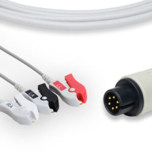 ECG Cable AAMI Straight One-Piece 3-Lead Snap