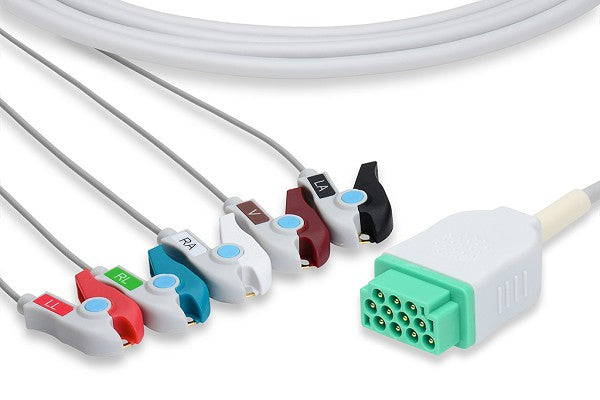 ECG Cable GE Dash One-Piece 5-Lead Pinch