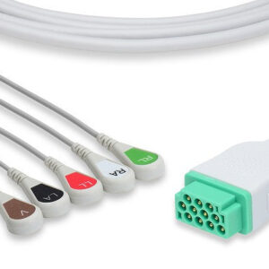 ECG Cable GE Dash One-Piece 5-Lead Snap
